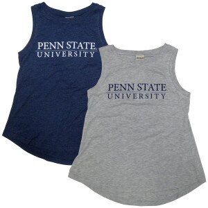 women's navy and heather gray Chicka-d tank tops Penn State University